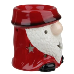 4.75 Red Ceramic Christmas Star Gnome Tealight Candle Holder