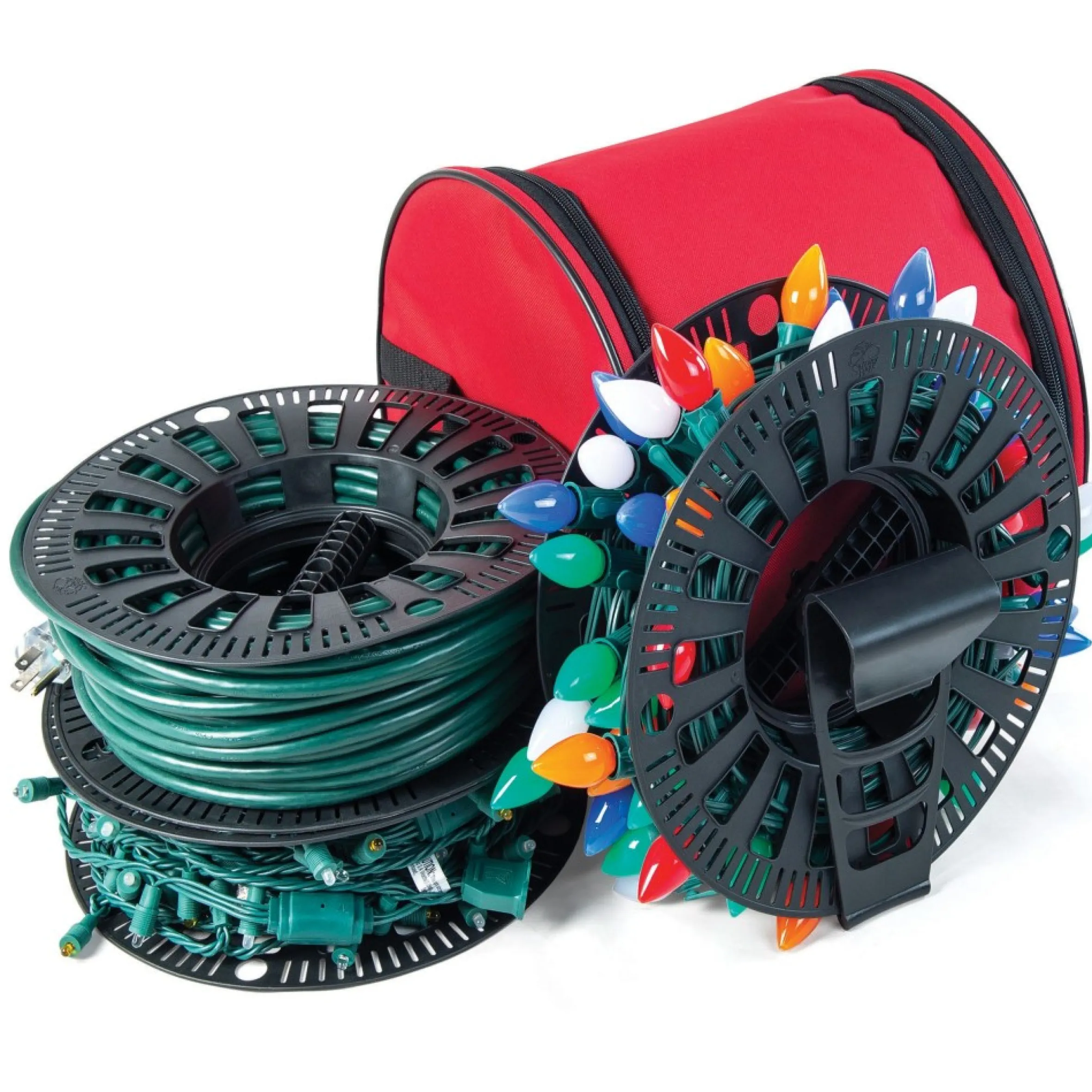 14" Red Christmas Lights Storage Reels Bag