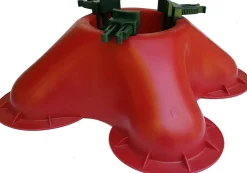 Red Christmas Tree Stand With Clamping System - For Live Trees Up To 10'