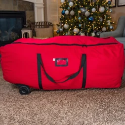 56" Red Ez Roller Christmas Tree Storage Bag With Wheels