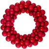 Red 3-Finish Shatterproof Ball Christmas Wreath, 36-Inch, Unlit