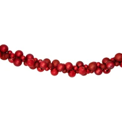 6' Red 3-Finish Shatterproof Ball Christmas Garland