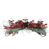 30" Red Frosted Berry And Pine Needle Christmas Candle Holder