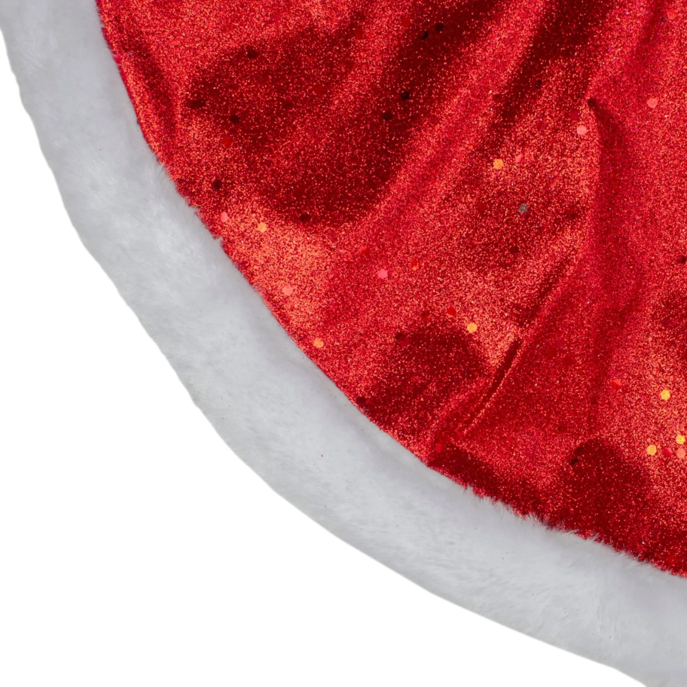 20" Red Glittered Mini Christmas Tree Skirt With A Faux Fur Trim