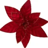 10" Red Glittered Poinsettia Christmas Floral Clip