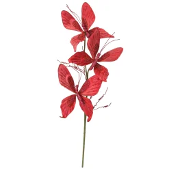22" Red Glittered Three Butterflies With Spiral Wired Craft Pick