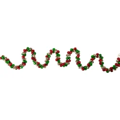 5' Red, Green And Gold Jingle Bell Christmas Garland