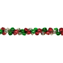5' Red, Green And Gold Jingle Bell Christmas Garland