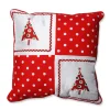 16.5" Red Holiday Pattern Christmas Tree Square Throw Pillow With Coordinating Trim