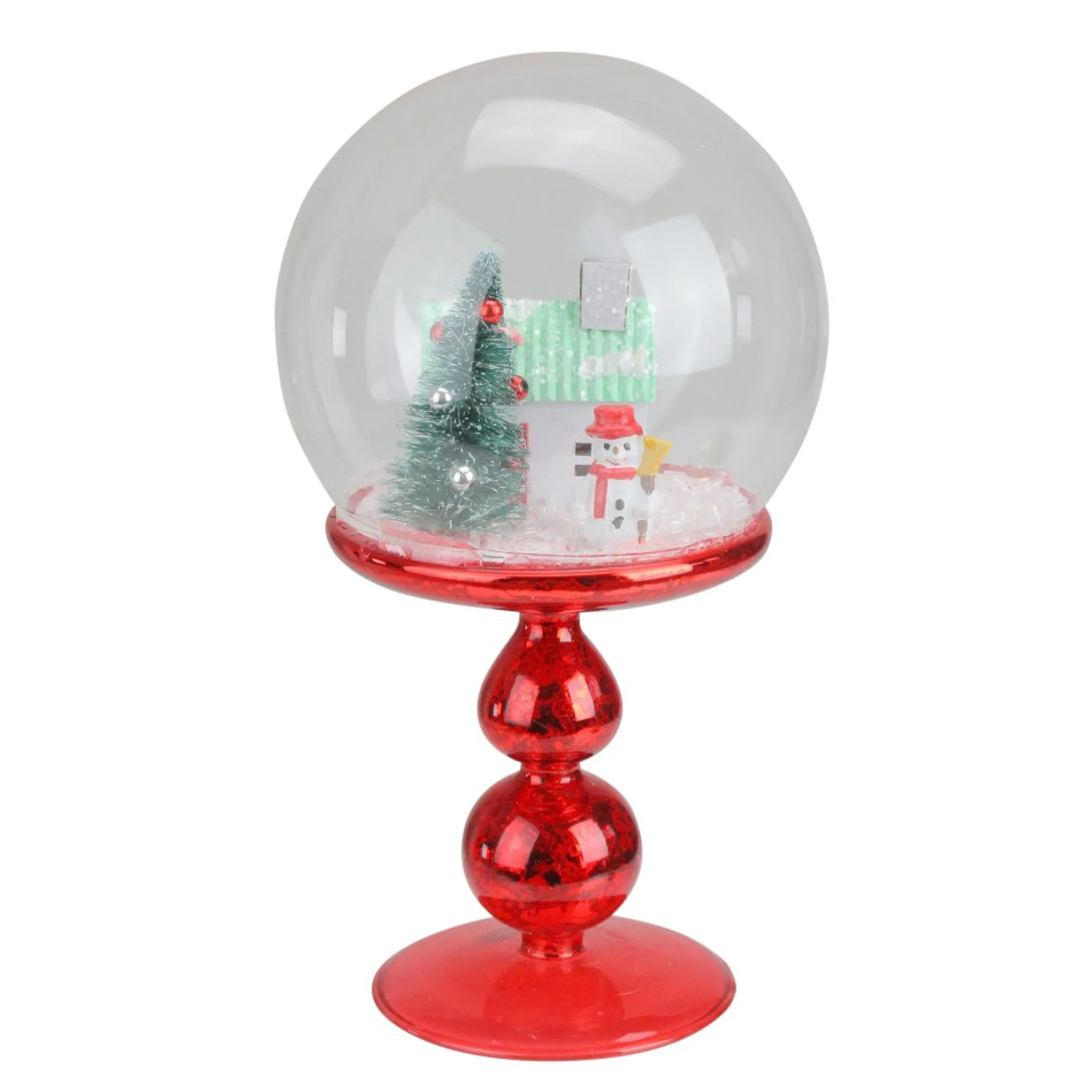 8.75" Red Holiday Scene Pedestal Globe Tabletop Decoration