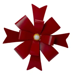 19" Red Metal Christmas Bow Wall Decoration