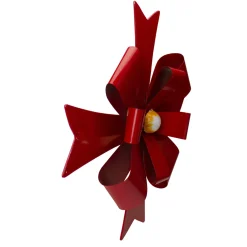 19" Red Metal Christmas Bow Wall Decoration