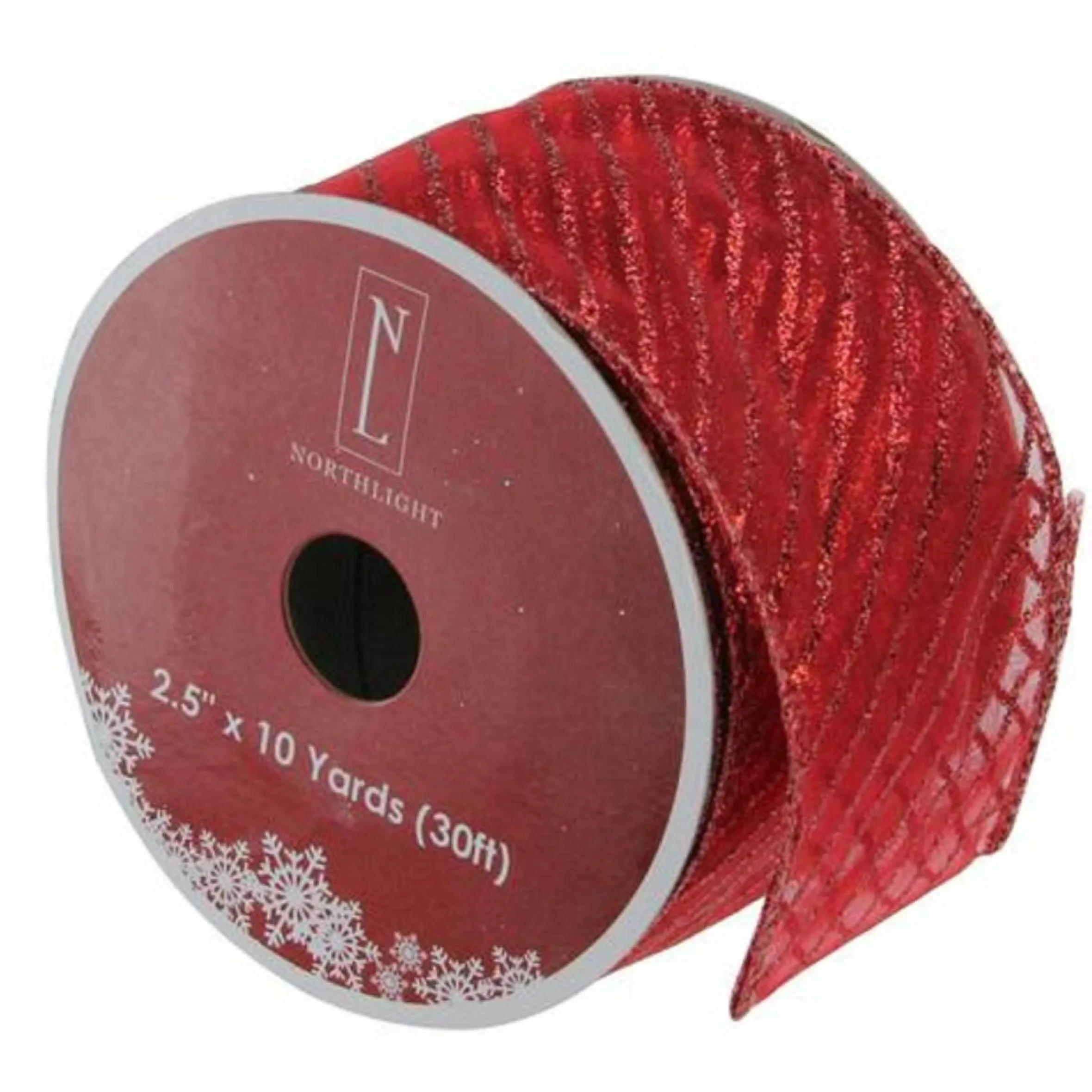 Red Metallic Christmas Wired Craft Ribbon 2.5" X 10 Yards