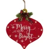 13.75" Red Onion Ornament "Merry And Bright" Christmas Sign