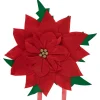 29" Red Poinsettia Tie-On Christmas Tree Topper, Unlit