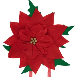 29" Red Poinsettia Tie-On Christmas Tree Topper, Unlit