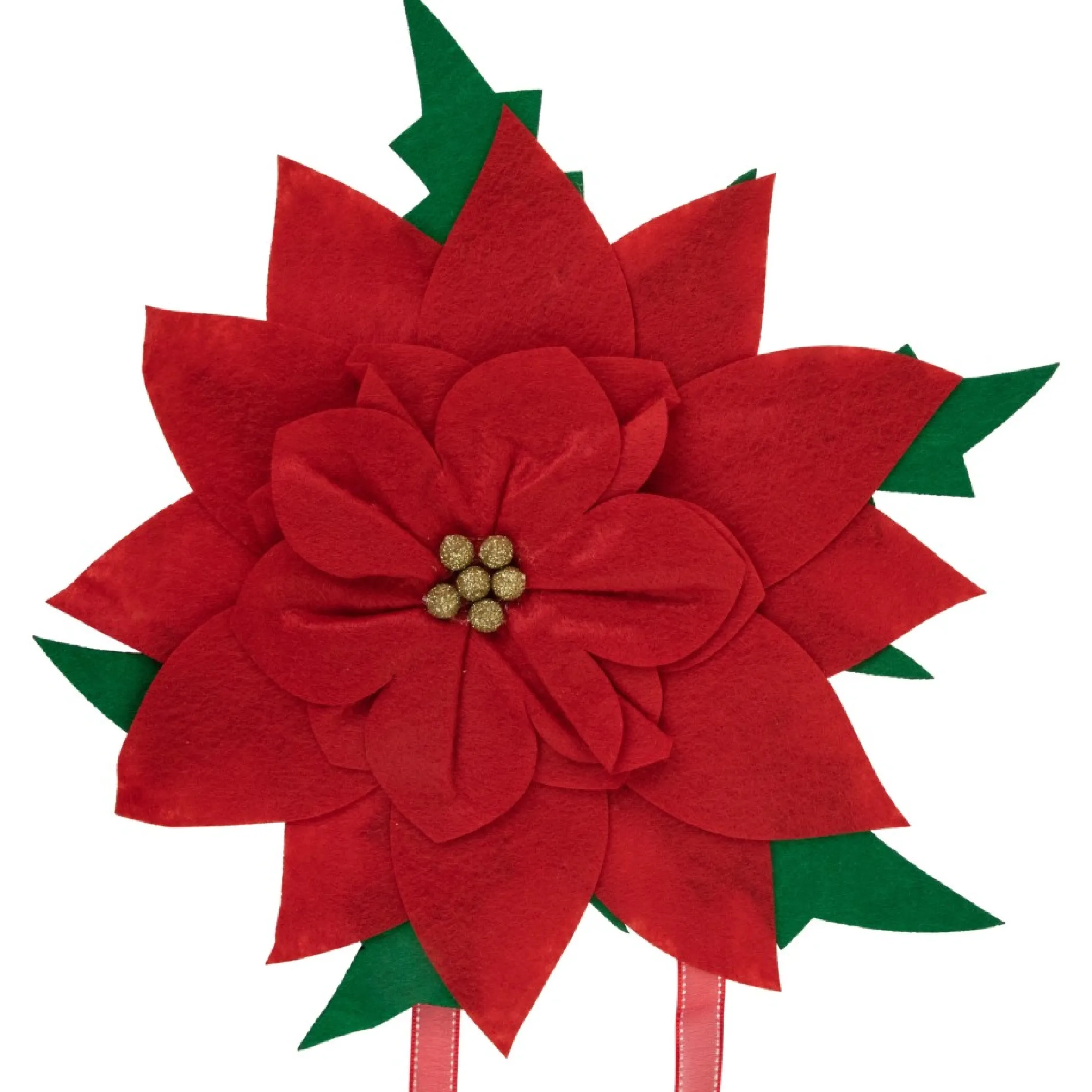29" Red Poinsettia Tie-On Christmas Tree Topper, Unlit