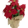 13.5" Red Poinsettia With Pine Cones Artificial Christmas Floral Arrangement