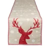 72" Red Reindeer And Snowflakes Embroidered Christmas Table Runner