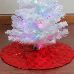 20" Red Sequin Snowflake Pattern Mini Christmas Tree Skirt