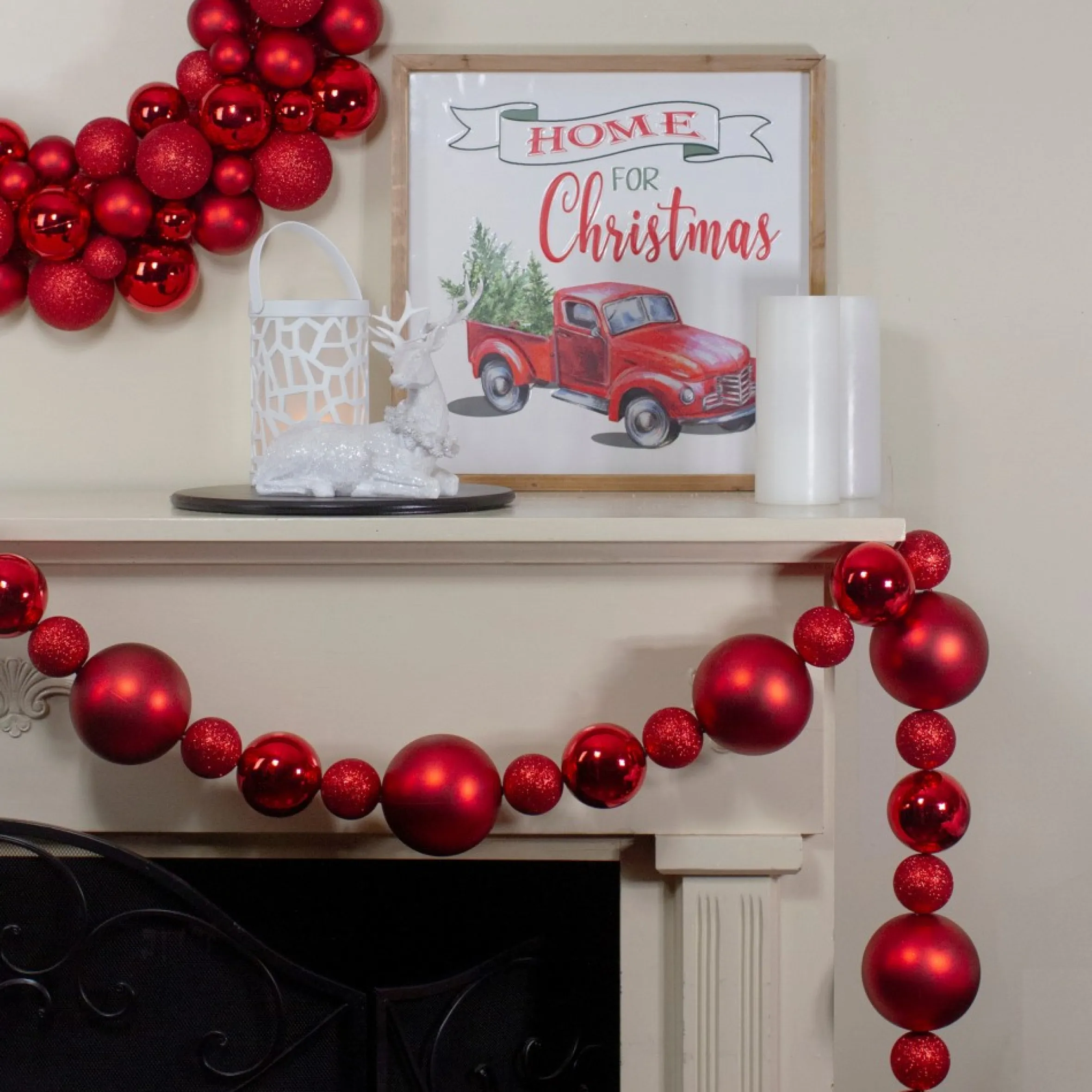 6' Red Shatterproof Ball Artificial Christmas Garland - Unlit