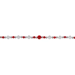 9' Red, Silver And Clear Faceted Beaded Christmas Garland - Unlit