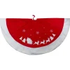 48" Red Sleigh And Reindeer Embroidered Christmas Tree Skirt