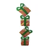 43" Red Striped Flat Tinsel Stacked Gift Box Lighted Outdoor Decoration