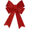 18" Red Tinsel 4-Loop Bow Christmas Decoration