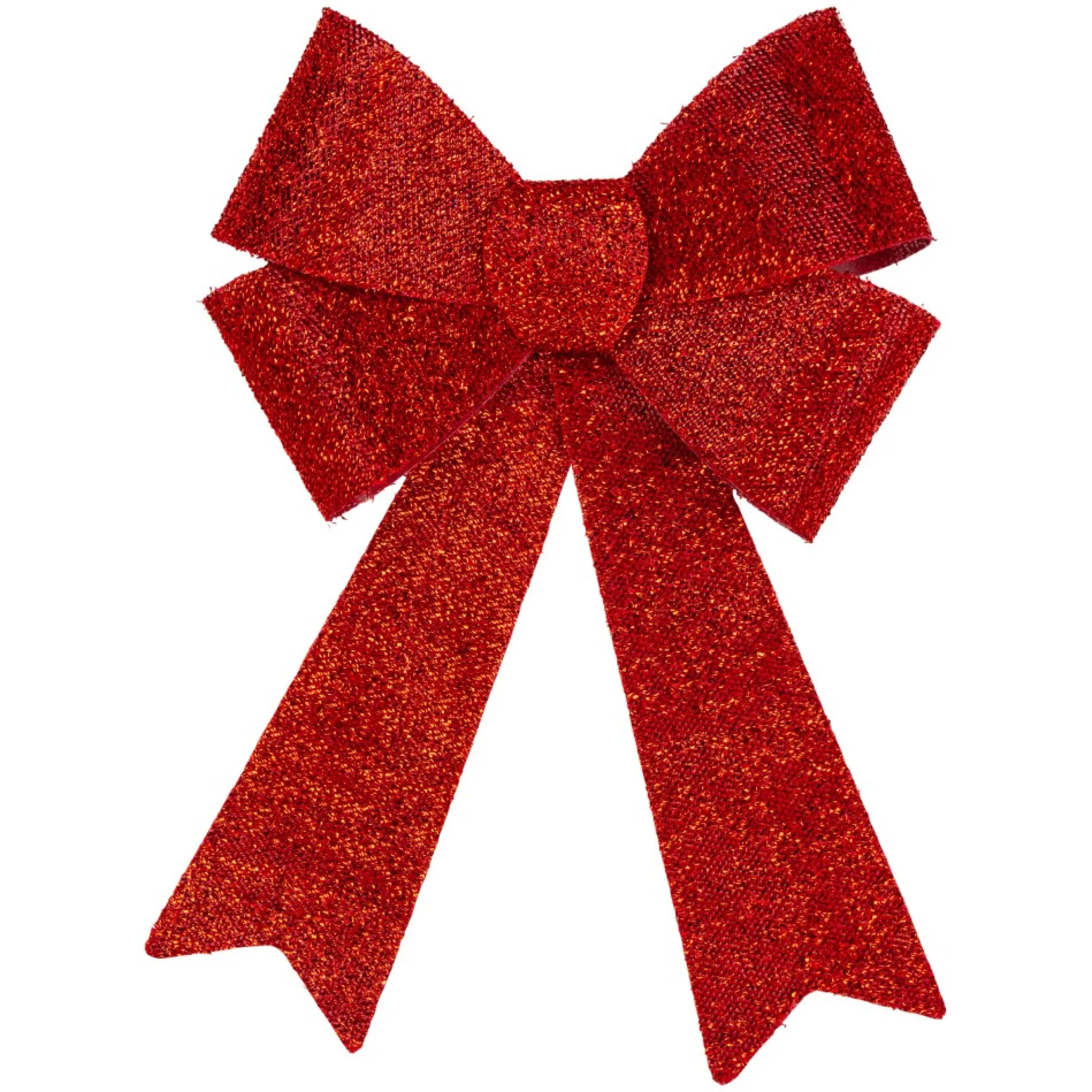 18" Red Tinsel 4-Loop Bow Christmas Decoration