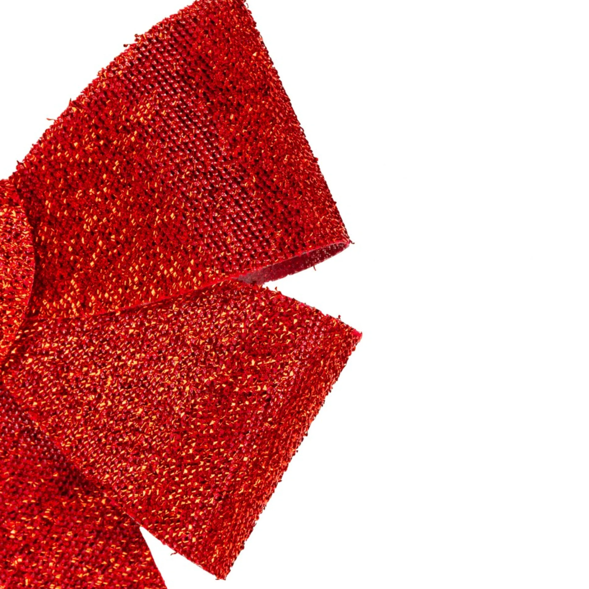 18" Red Tinsel 4-Loop Bow Christmas Decoration