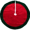 60" Red Traditional Christmas Tree Skirt With Green Border Trim