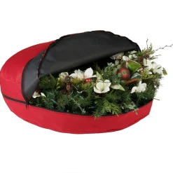 30" Red Unique Christmas Wreath Storage Bag With Direct Suspend