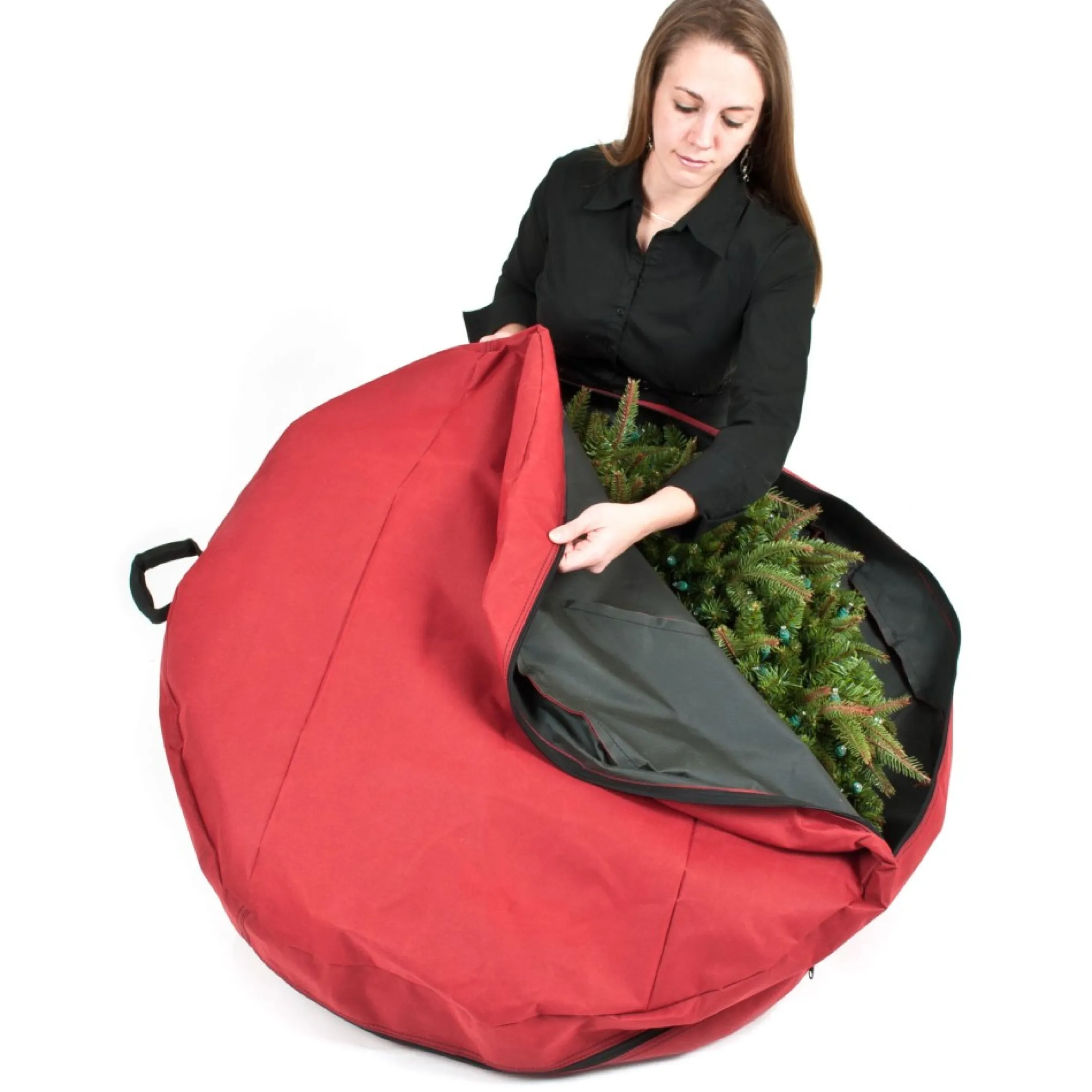 30" Red Unique Christmas Wreath Storage Bag With Direct Suspend