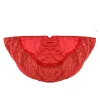 60" Red Velvet Damask Sequin Embroidered Poinsettia Trimmed Scalloped Edge Christmas Tree Skirt