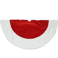26" Red With White Traditional Border Trim Small Christmas Tree Skirt