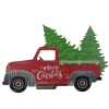 31" Red Wooden "Merry Christmas" Pick Up Truck Christmas Sign