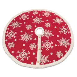 48" Red Woven Snowflake Christmas Tree Skirt