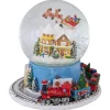 6.5" Revolving House With Santa And Train Musical Christmas Snow Globe