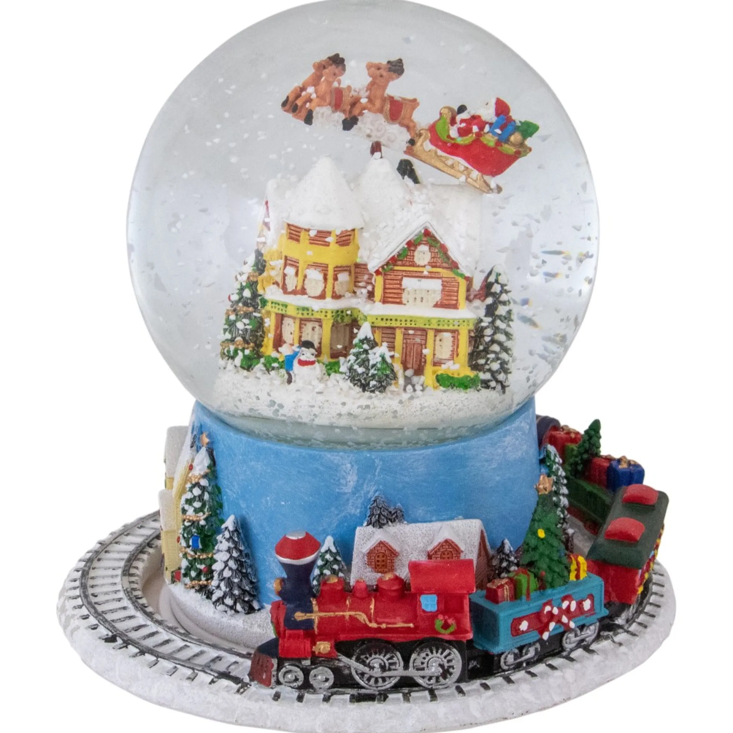 6.5" Revolving House With Santa And Train Musical Christmas Snow Globe