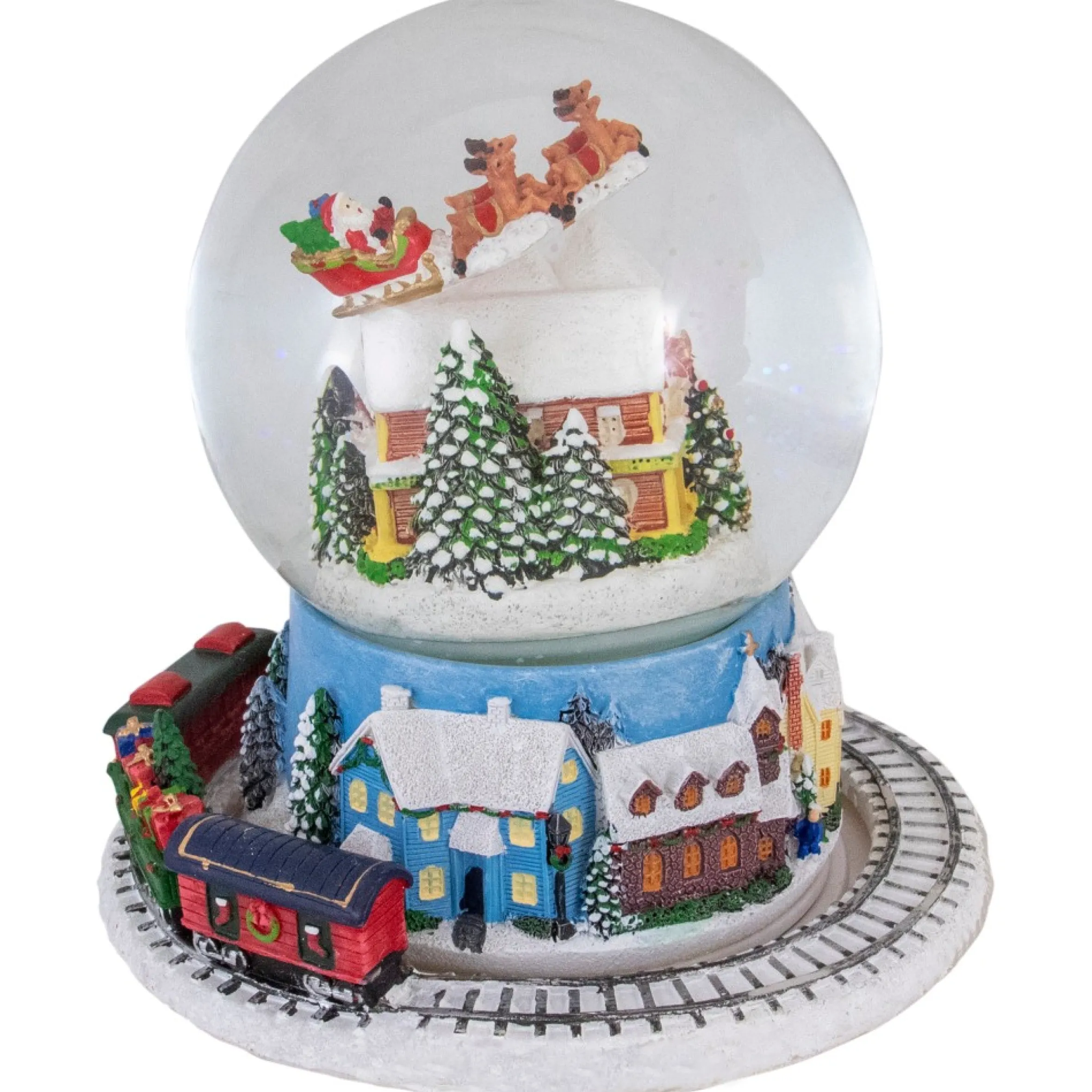 6.5" Revolving House With Santa And Train Musical Christmas Snow Globe