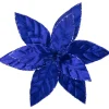 10" Royal Blue Glittered Poinsettia Floral Christmas Clip
