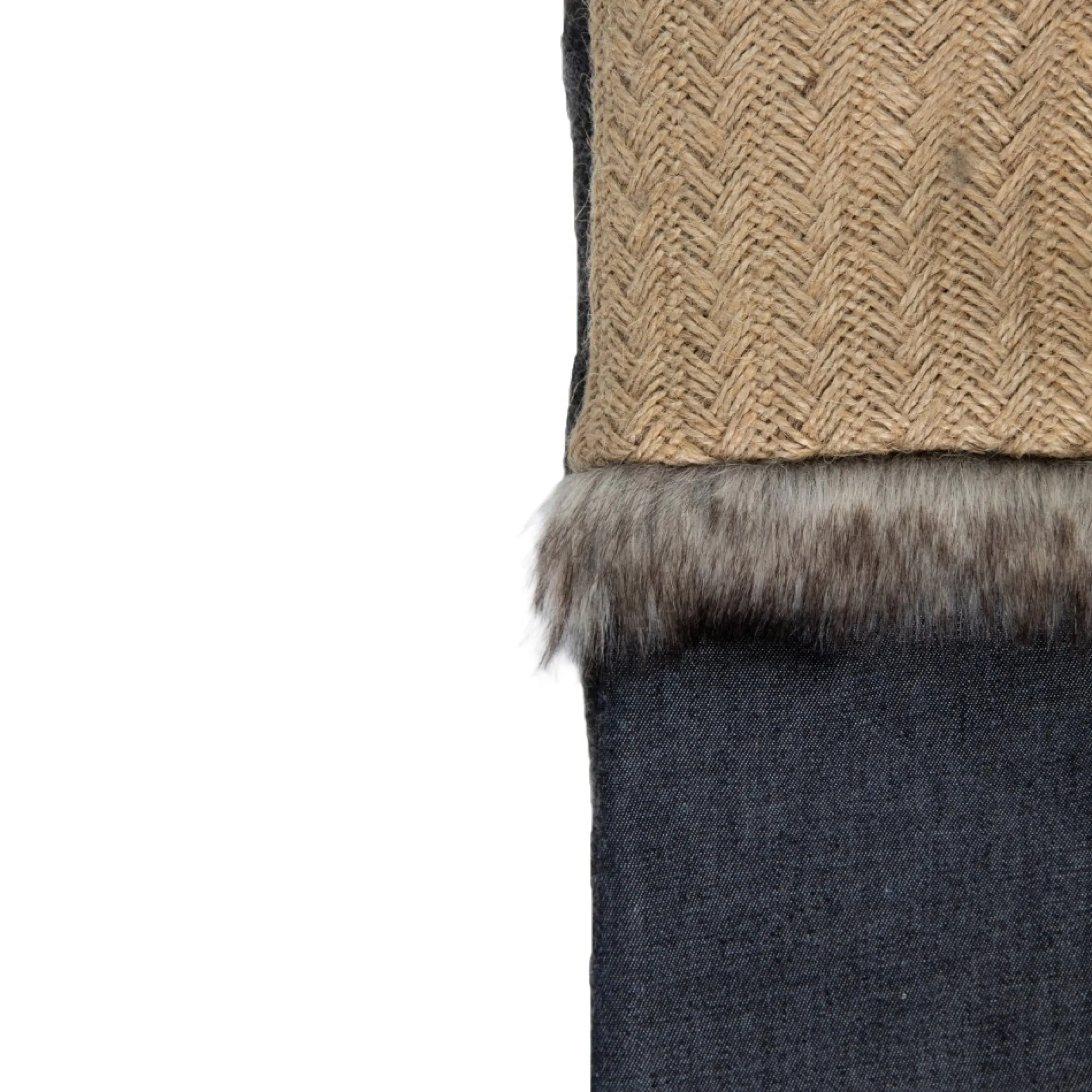 20" Rustic Burlap And Chambray Christmas Stocking