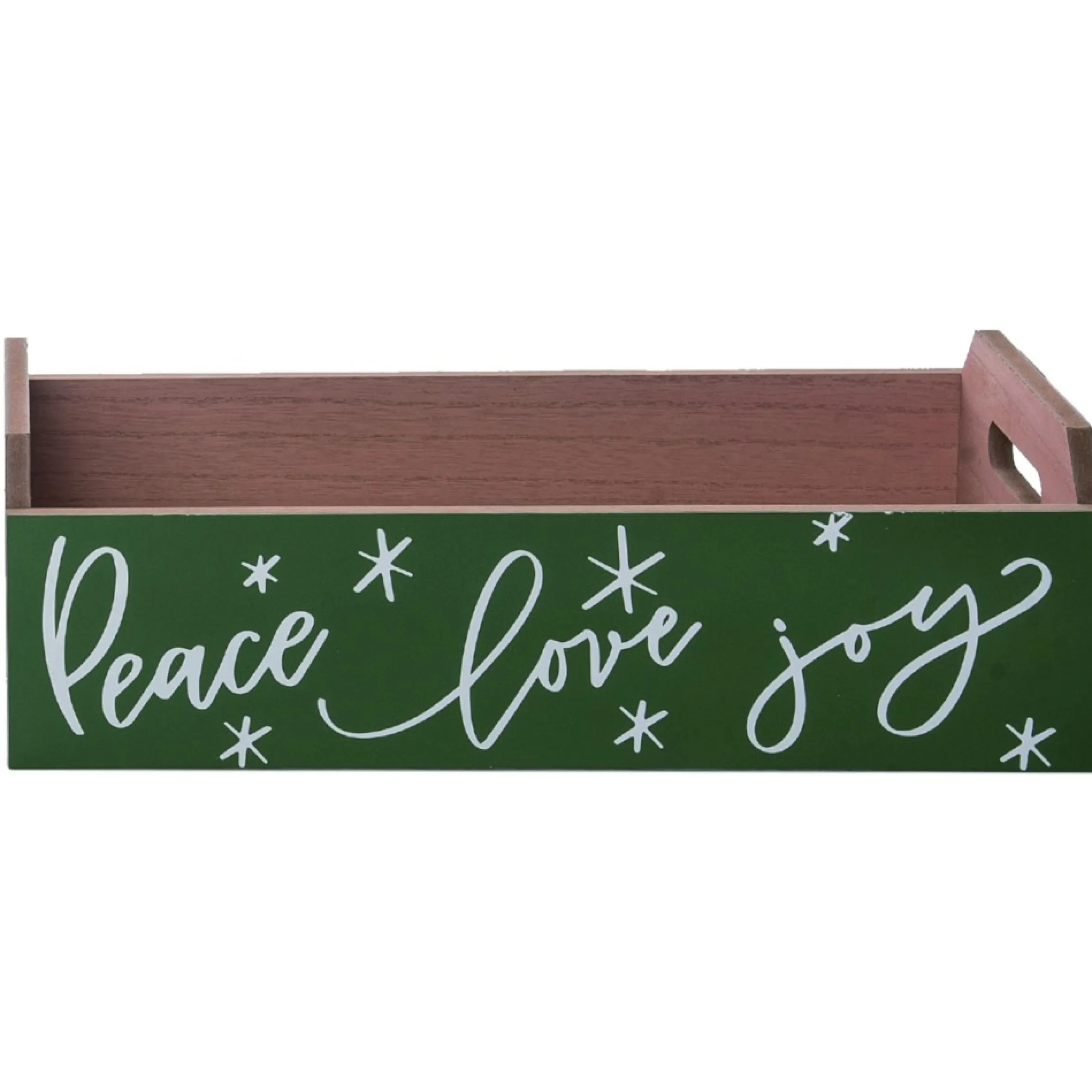 15.75" Rustic "Peace Love Jot" Christmas Storage Container