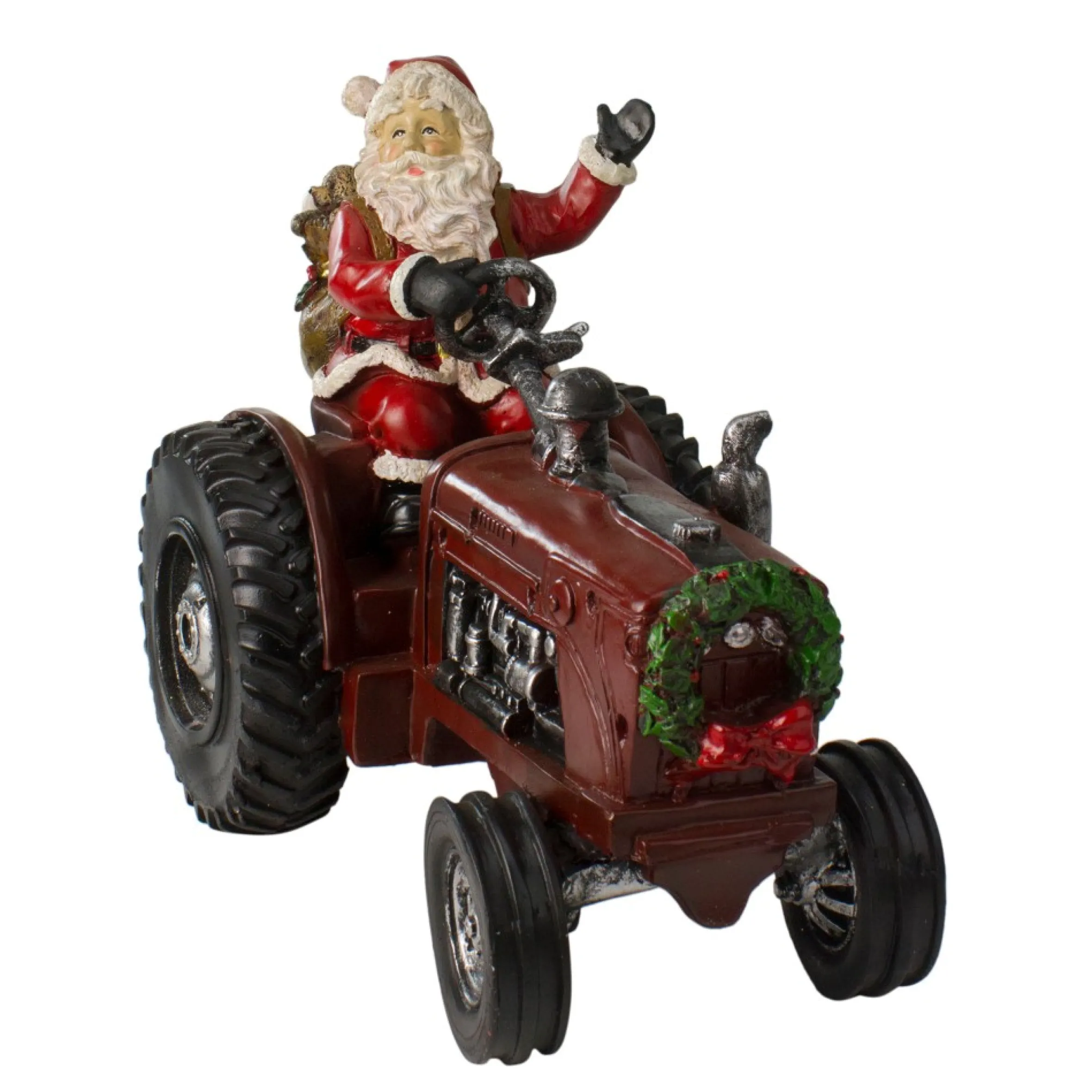 11" Rustic Santa Claus On Tractor Tabletop Christmas Figure