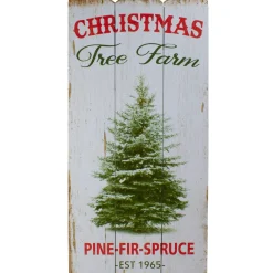 23.5" Rustic Wooden Christmas Tree Farm Hanging Wall Sign
