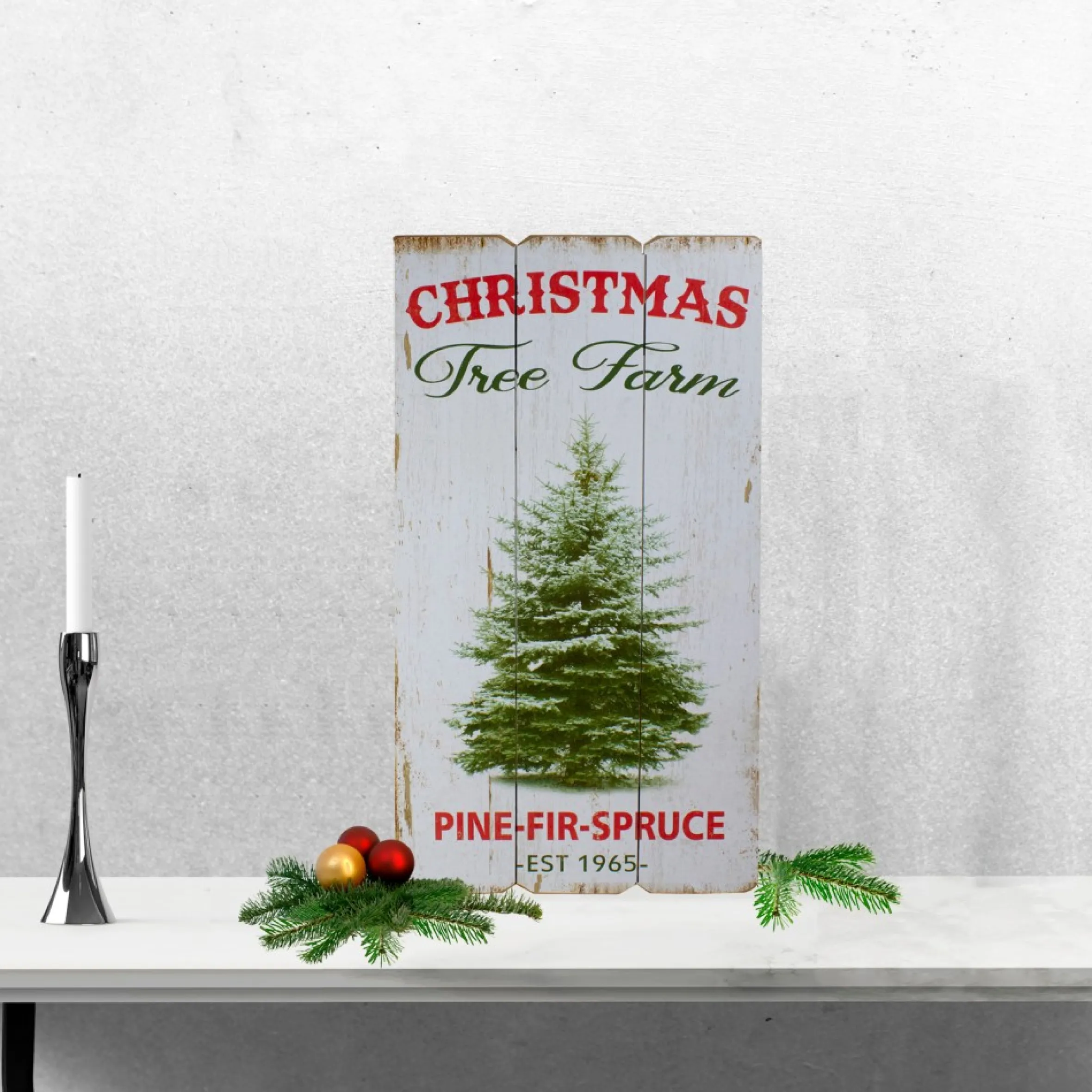23.5" Rustic Wooden Christmas Tree Farm Hanging Wall Sign