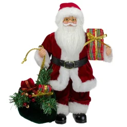 12" Santa Claus Holding Gift Bag And Presents Christmas Figure