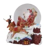 5.5" Santa Claus On Sleigh With Reindeer Musical Christmas Snow Globe
