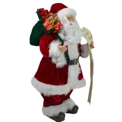 24" Santa Claus With Bag Of Gifts And Naughty Or Nice List Christmas Figure